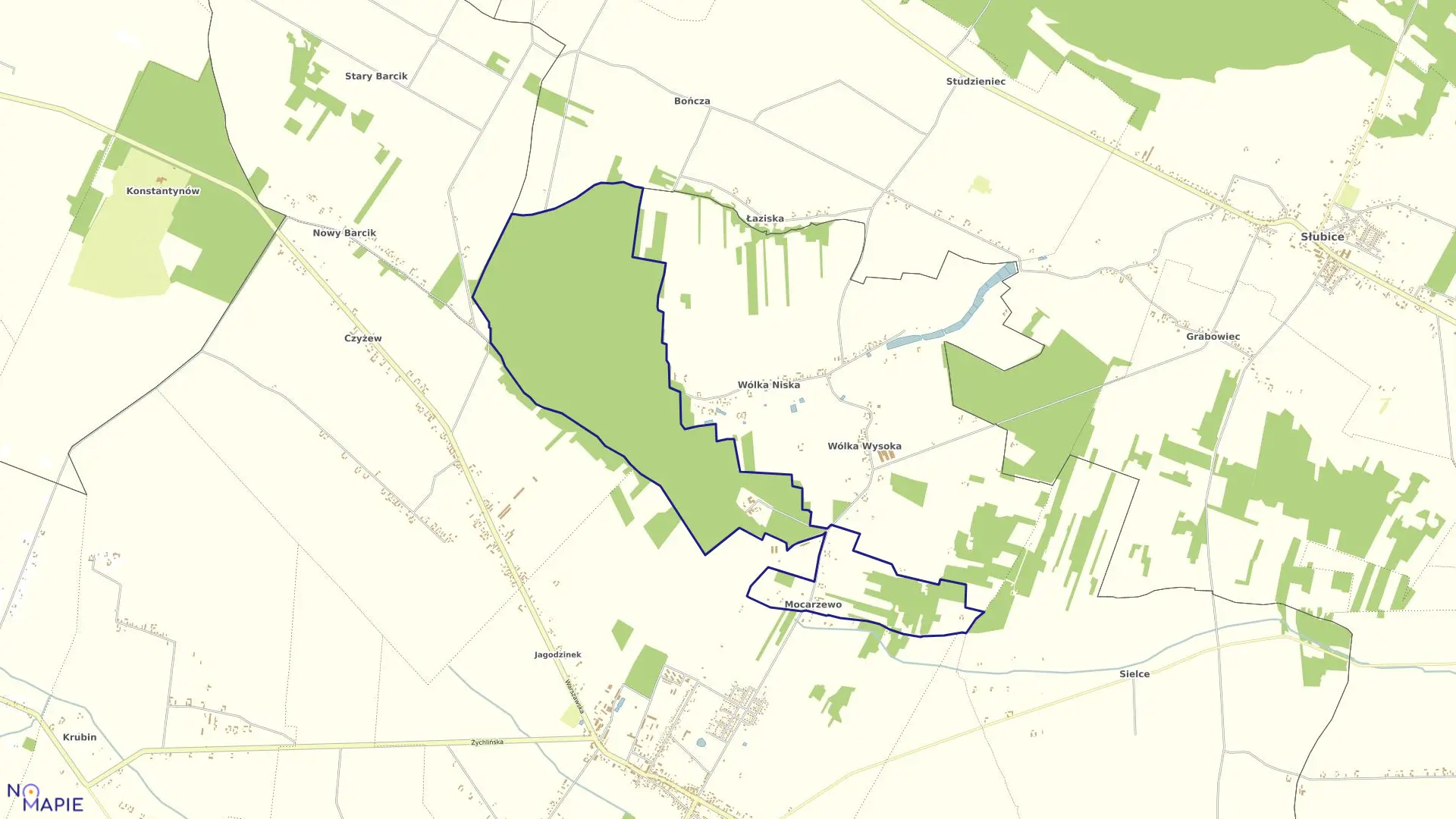 Mapa obrębu MOCARZEWO w gminie Sanniki