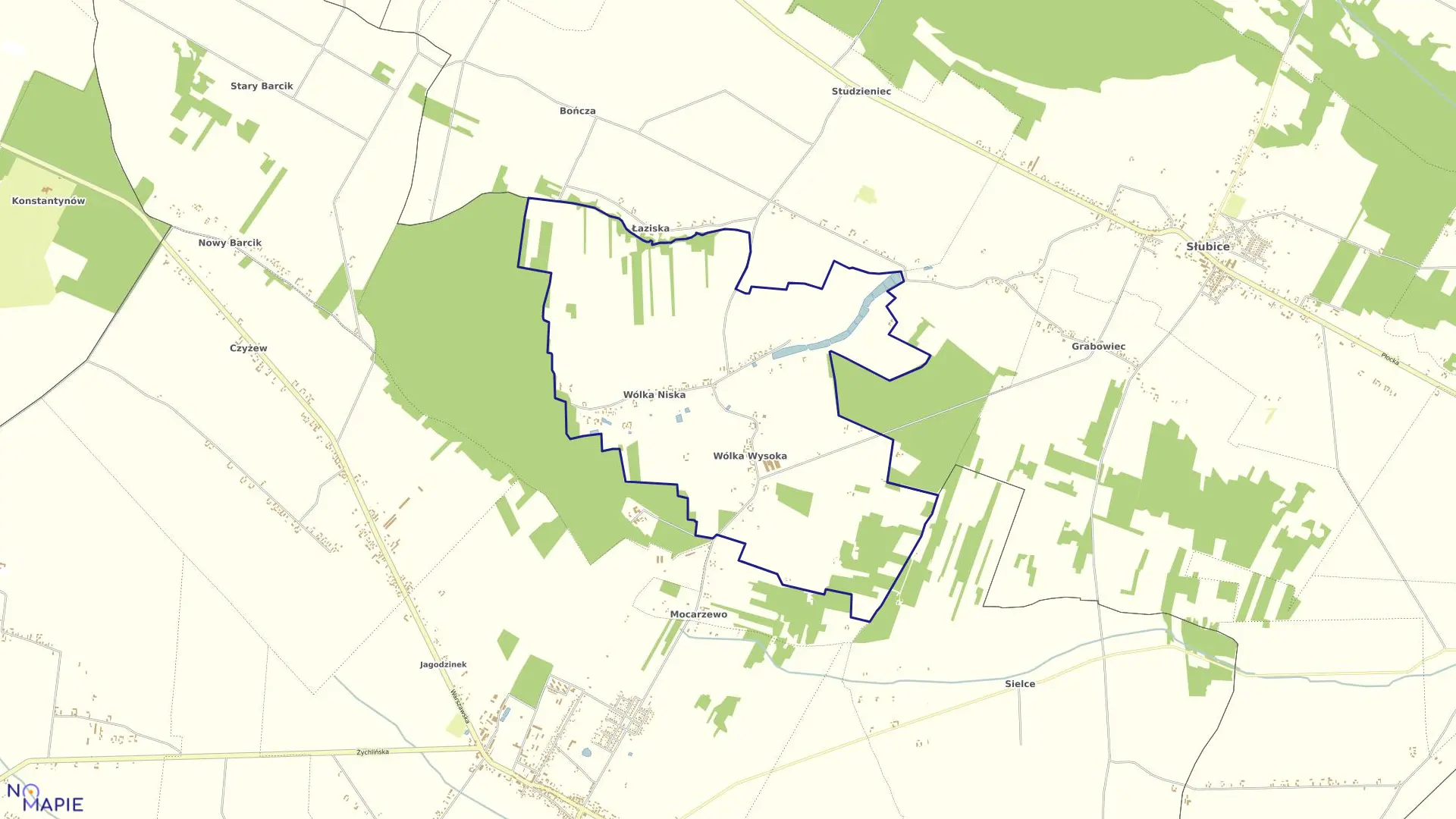 Mapa obrębu WÓLKA w gminie Sanniki